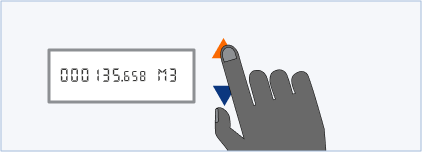 gas meter with an orange and blue arrow